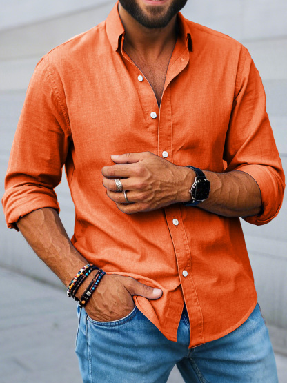 Men's Fashion Casual Lapel Long Sleeve Shirt-retrostrom