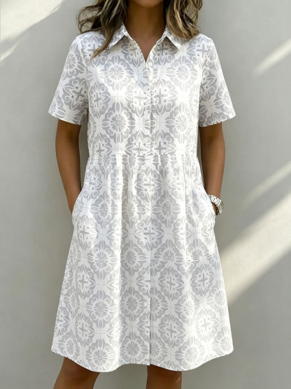 New Arrivals🔥 Santorini Inspired Print Shirt Dress
