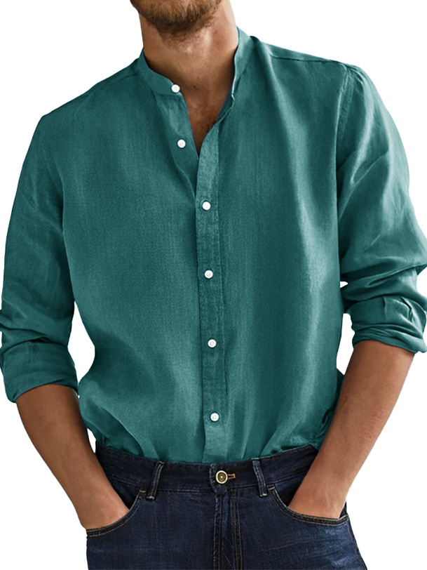 Men's Fashion Business Comfortable Stand-up Collar Long-sleeved Shirt-retrostrom