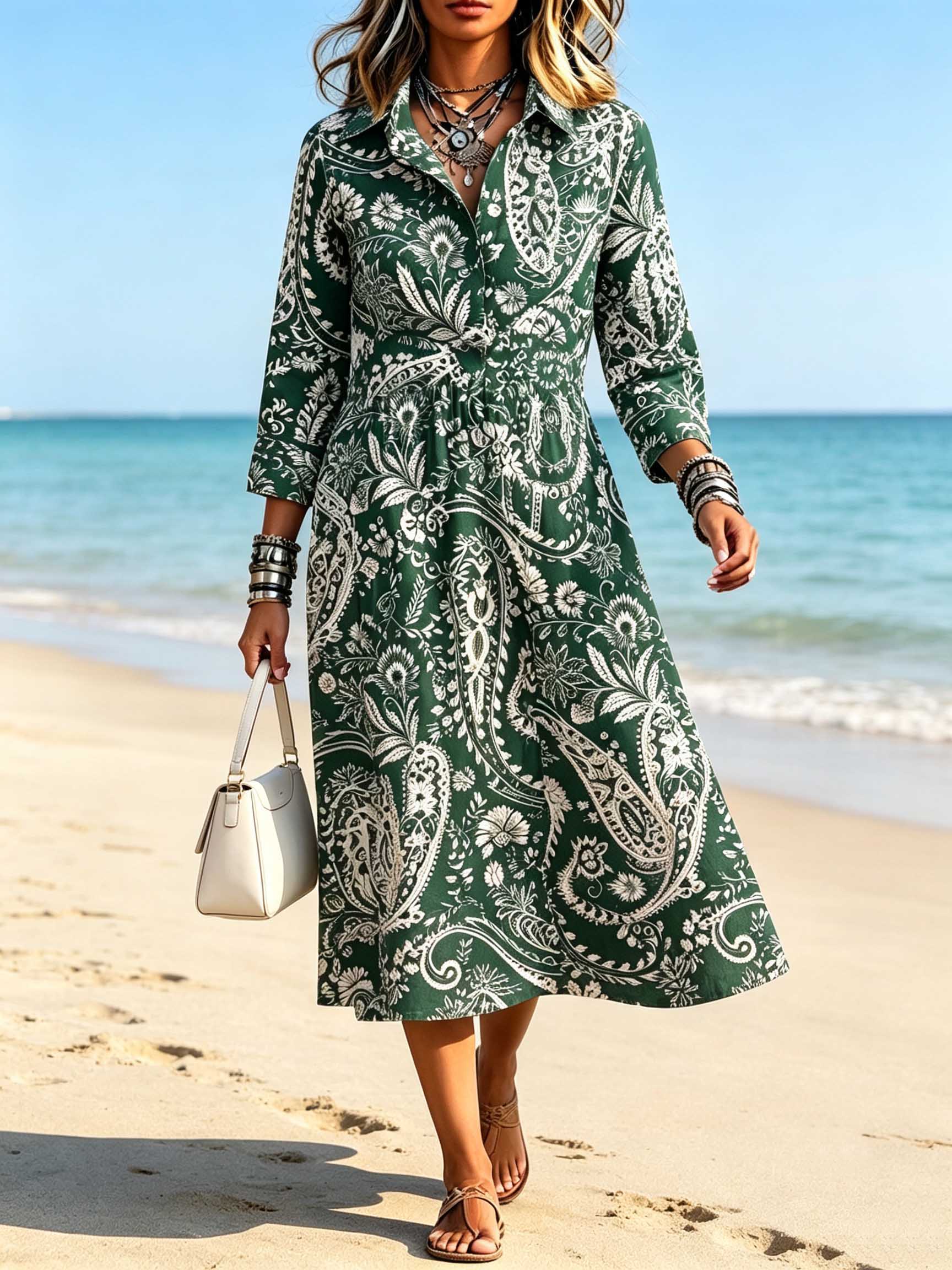 New Arrivals🔥 Classic Paisley Button Down Dress