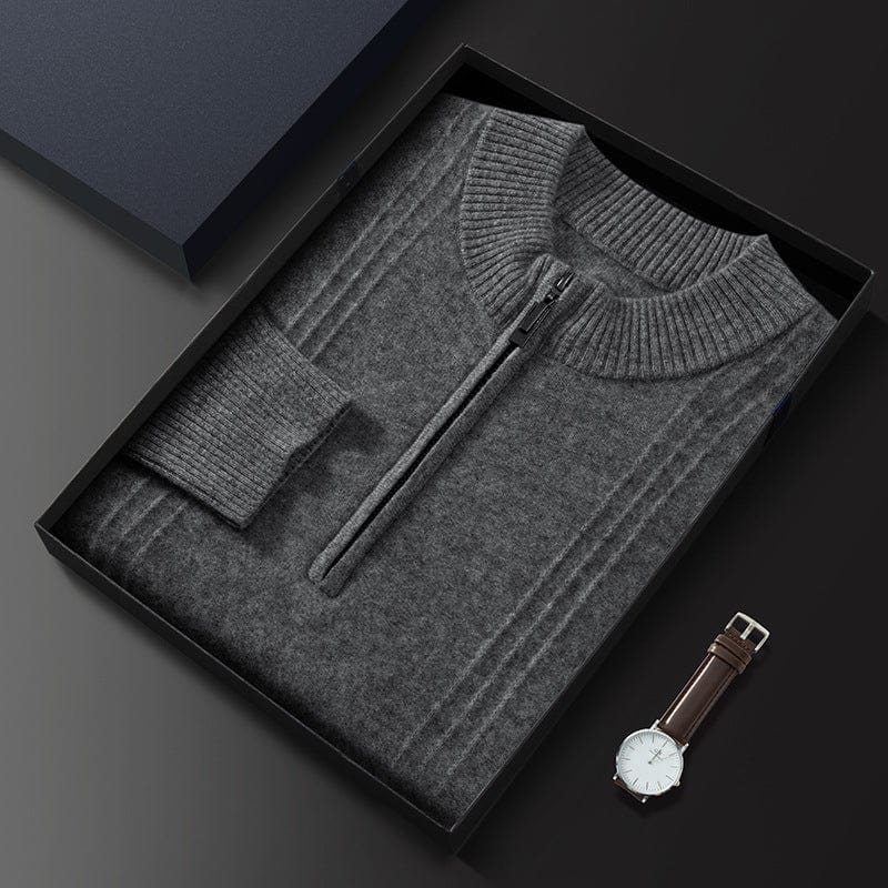 Men's Casual Solid Color Half-Zip Winter Knitwear Jumper-retrostrom