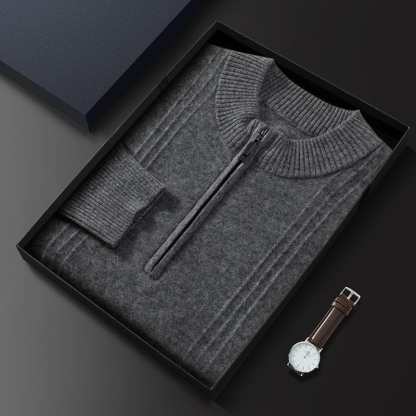Men's Casual Solid Color Half-Zip Winter Knitwear Jumper-retrostrom
