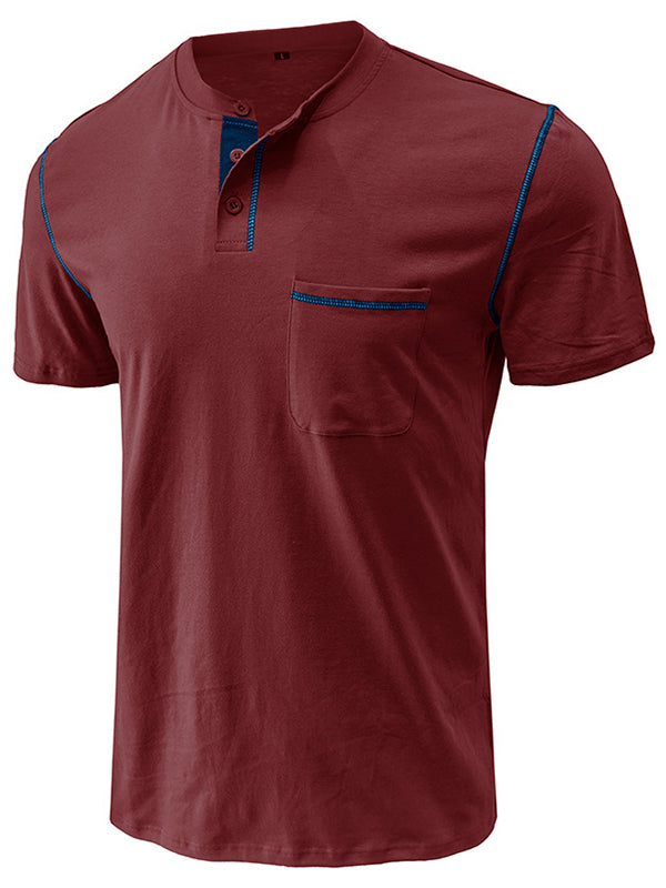 Men's Fashion Cotton Short Sleeve Henley Shirt-retrostrom