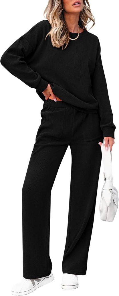 Women's Cotton Two-Piece Oversized Half-Zip Sweatshirt Wide Leg Sweatpants Casual Suit-retrostrom