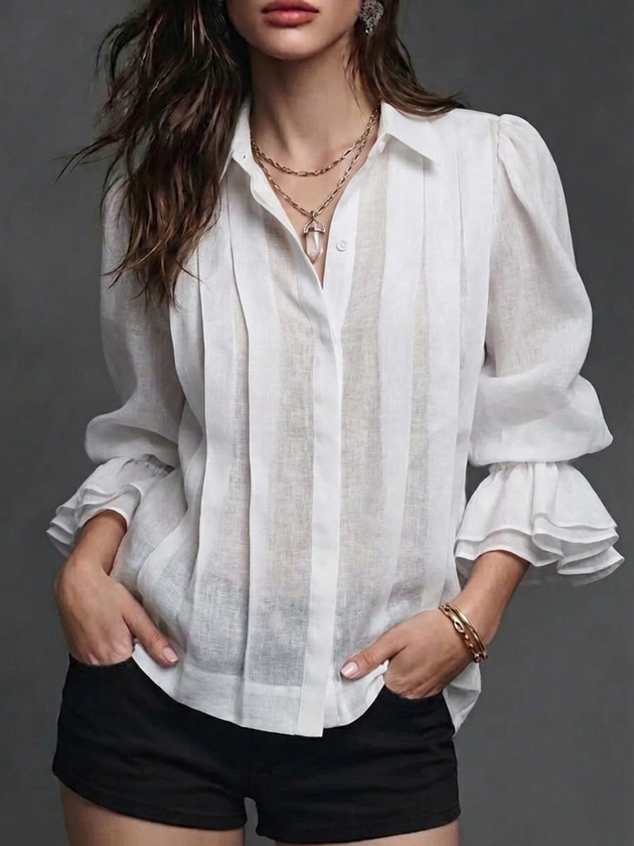New Arrivals🔥Women's Solid Color Lapel Long Sleeve Casual Loose Linen Cardigan Top-retrostrom