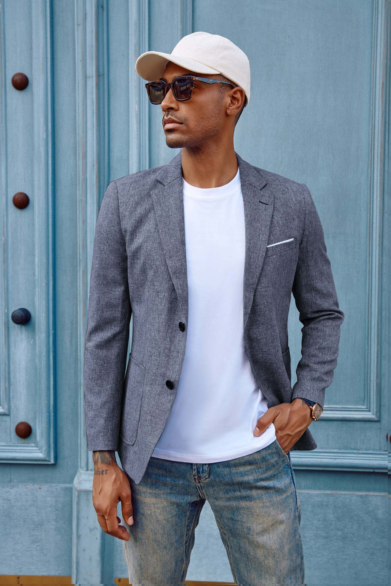 Men's Casual Sport Coat Blazer Two Buttons Lightweight Business Jackets-retrostrom