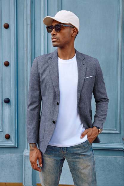 Men's Casual Sport Coat Blazer Two Buttons Lightweight Business Jackets-retrostrom