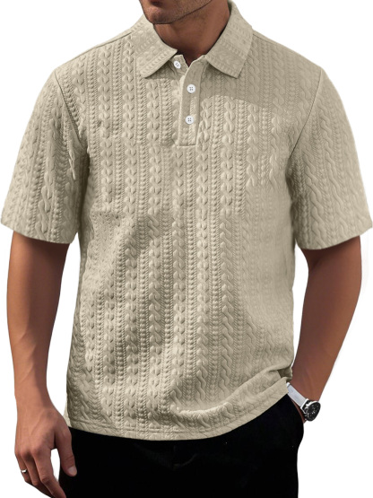 Men's Daily Texture Casual Lapel Comfortable Short-sleeved Polo Shirt-retrostrom