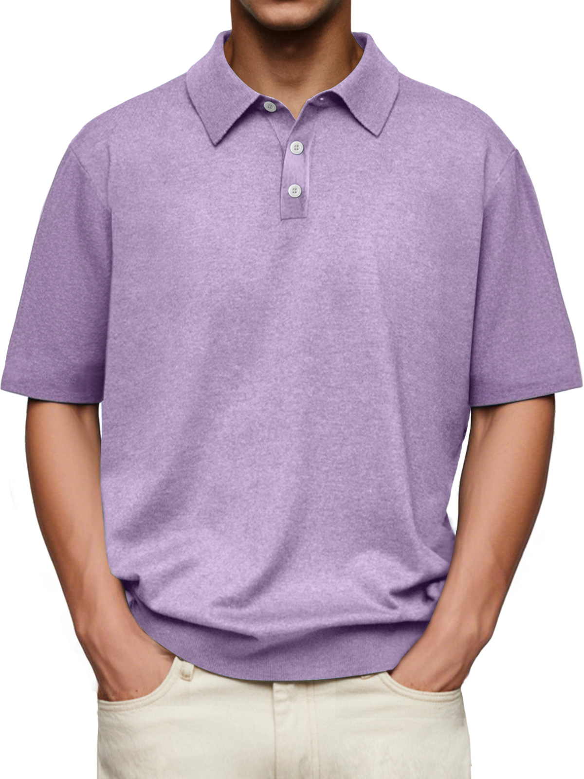 Men's Daily Lapel Button Casual Solid Color Comfortable Short-sleeved Polo Shirt-retrostrom