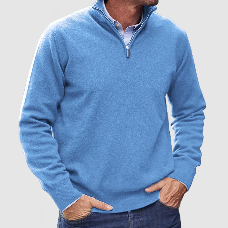 Men's Cashmere Zipper Basic Sweater-retrostrom