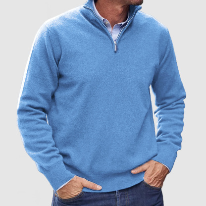 Men's Cashmere Zipper Basic Sweater-retrostrom