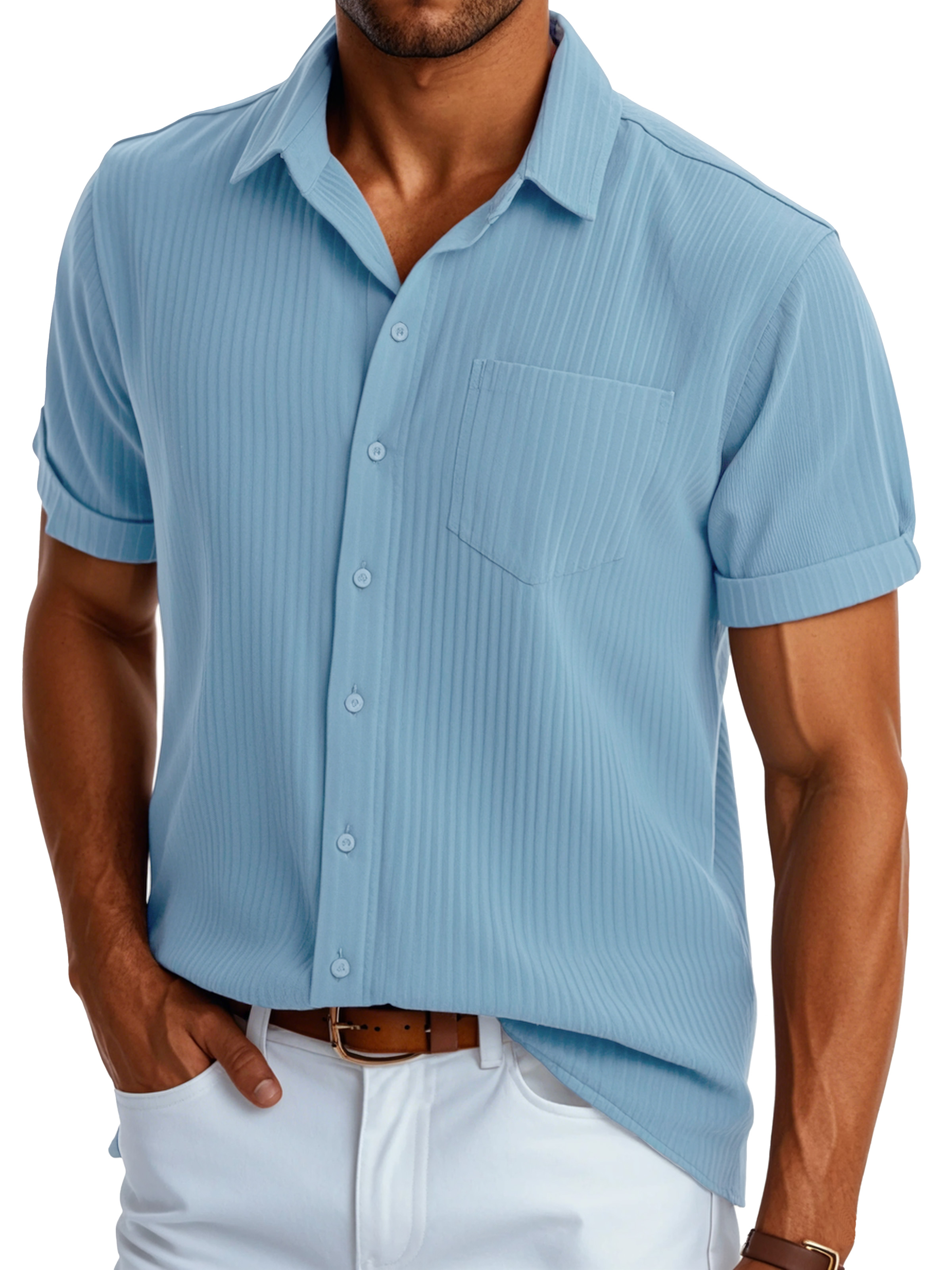 Men's Fashion Casual Selection of Pocket Short Sleeve Shirts-retrostrom