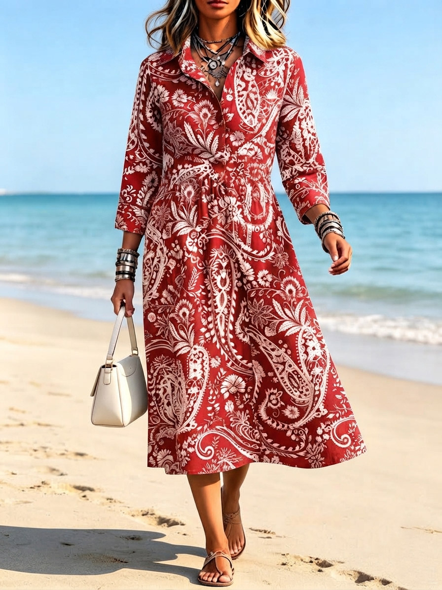 New Arrivals🔥 Classic Paisley Button Down Dress
