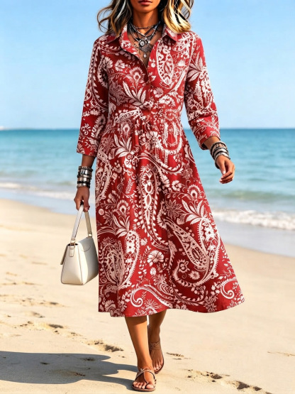 New Arrivals🔥 Classic Paisley Button Down Dress