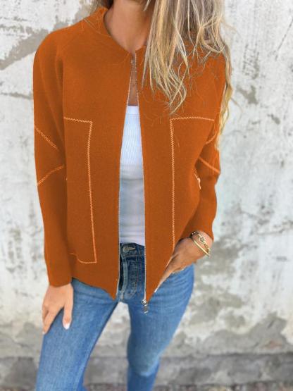 CLEARANCE SALE🔥Casual Round Neck Zipper Thin Jacket-retrostrom