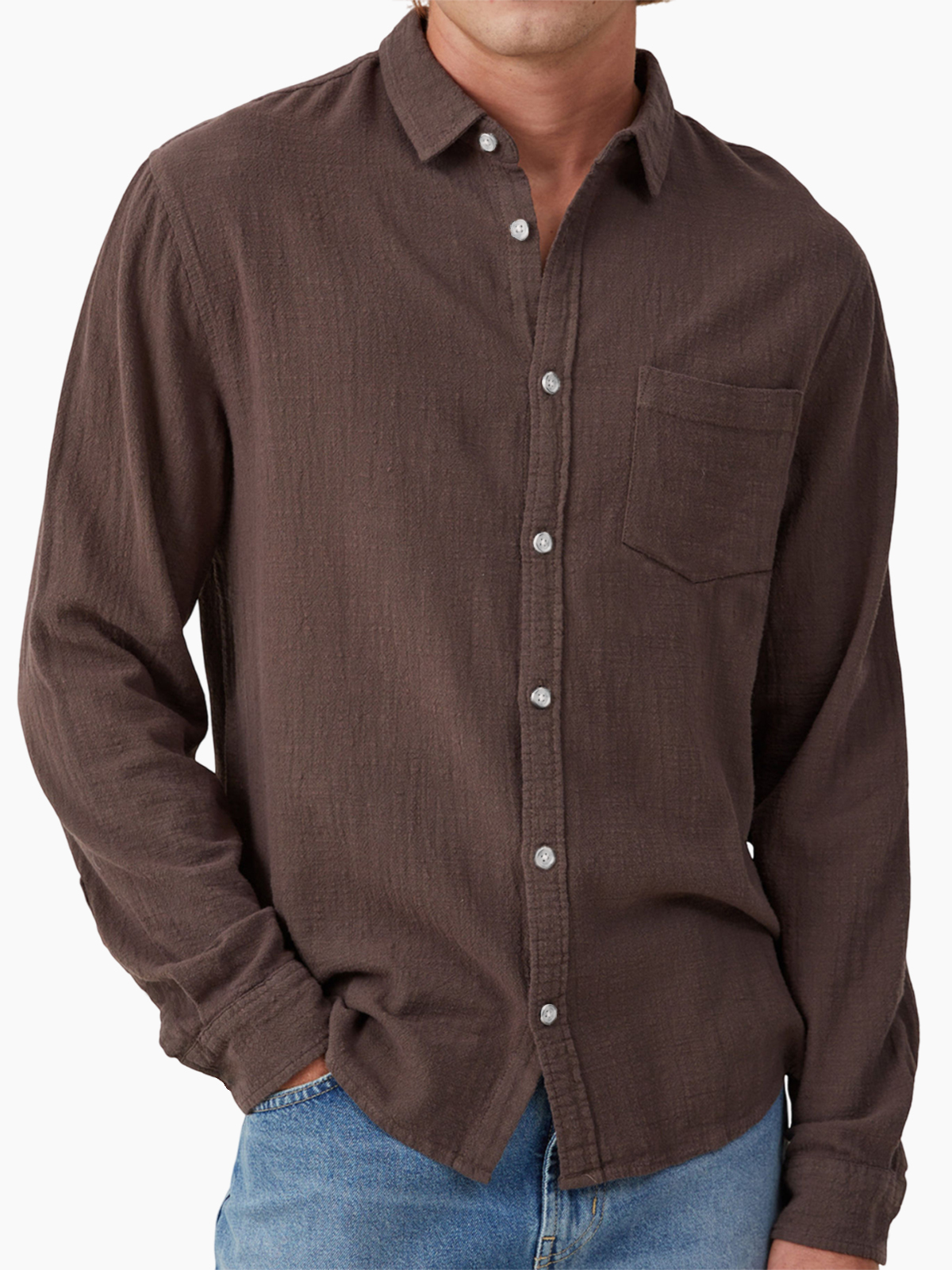 Men's Vacation Hawaiian Casual Vintage Cotton Casual Long Sleeve Shirt with Chest Pocket-retrostrom