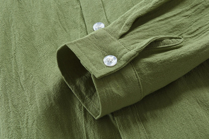 Men's Lapel Cotton And Linen Loose Casual Long-sleeved Shirt-retrostrom