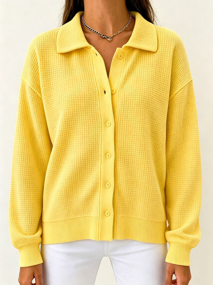 New Arrivals🔥 Classic Waffle Knit Collared Cardigan-retrostrom