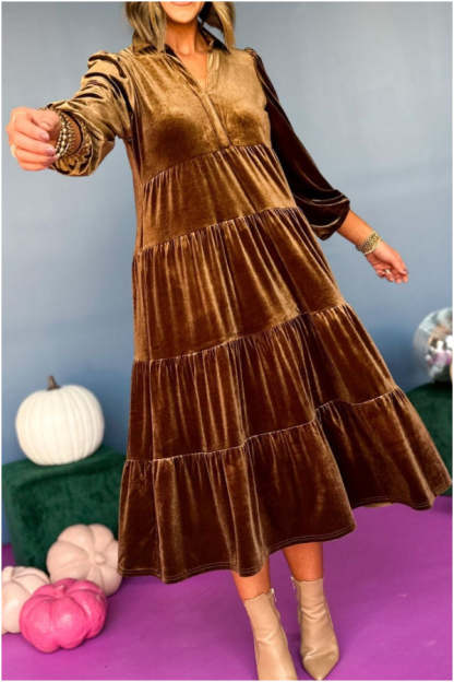 V Neck Velvet Dress-retrostrom