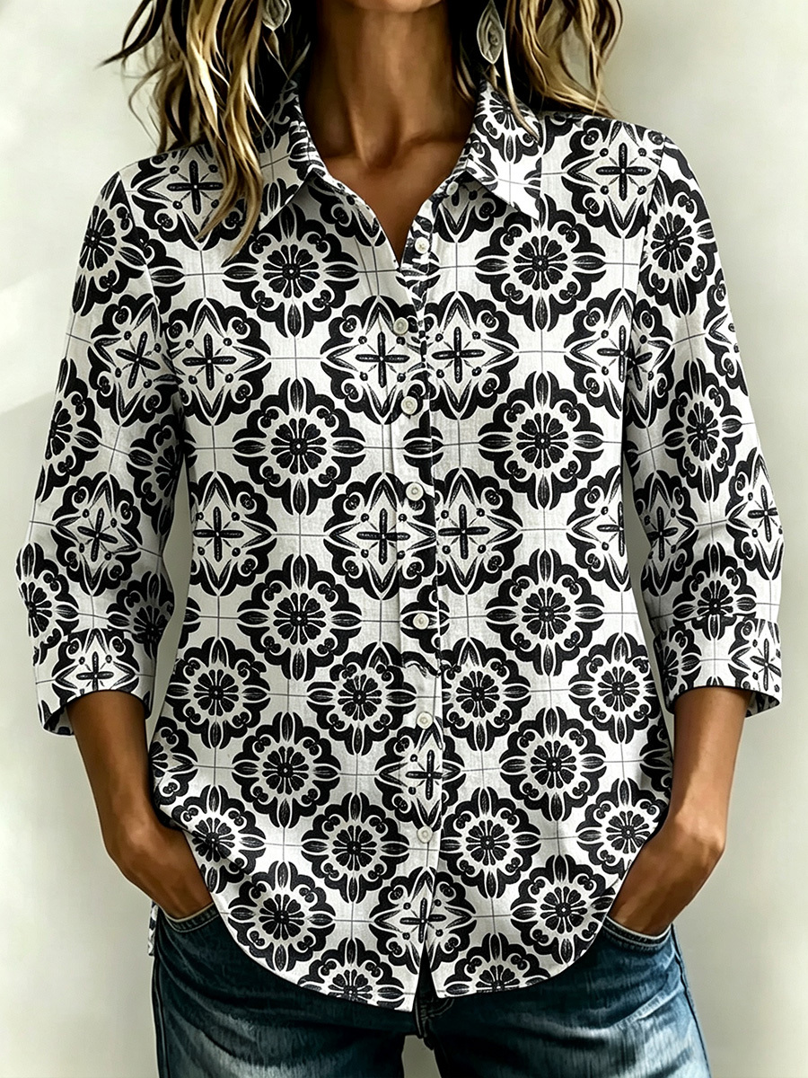 New Arrivals🔥 Santorini Inspired Print Shirt-retrostrom