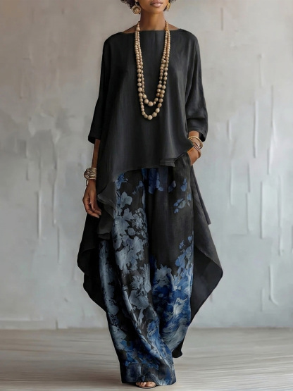 Casual Cotton-Linen Floral Vacation Set