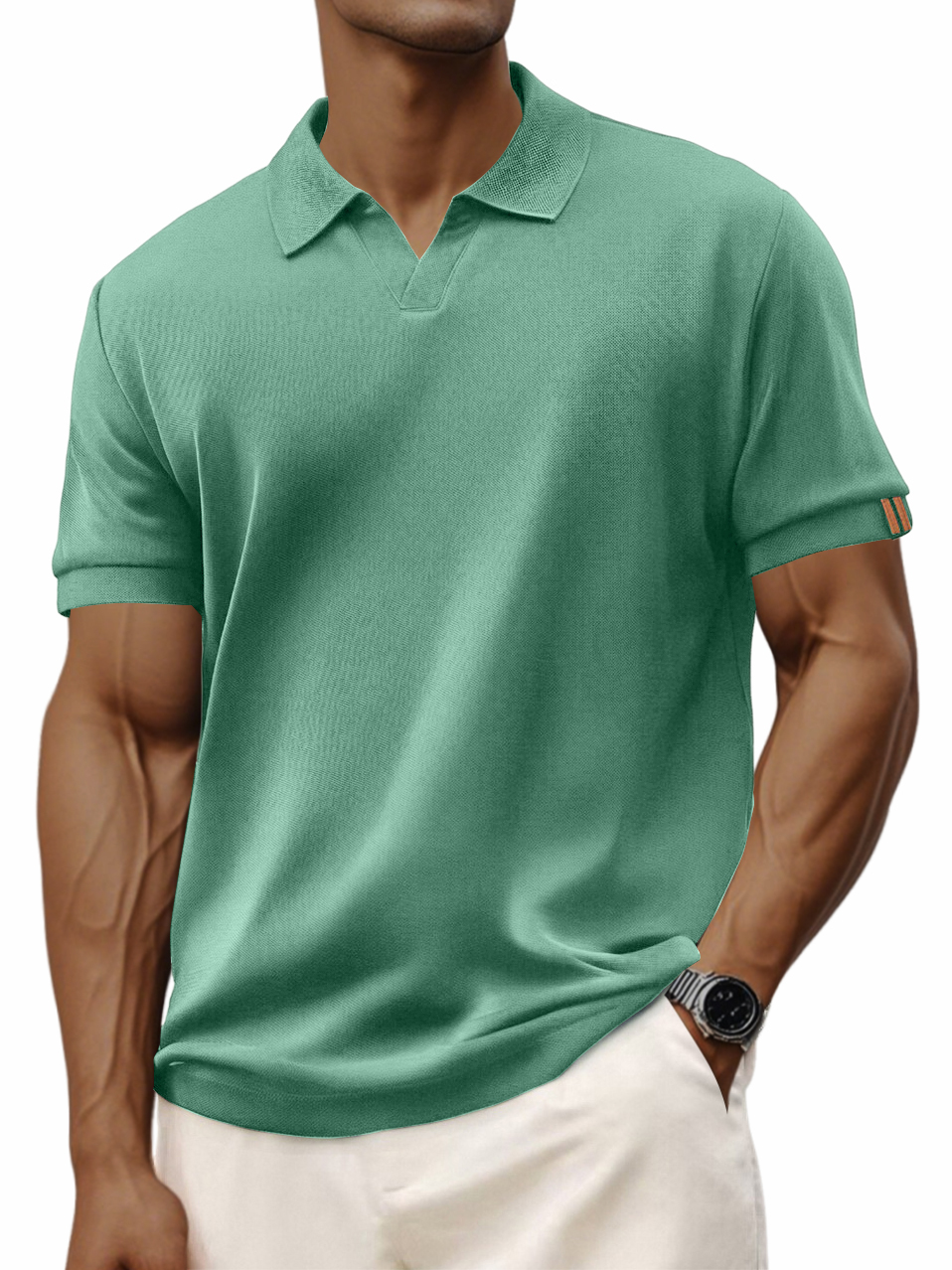 Men's Retro Casual V-neck Short-sleeved Polo Shirt-retrostrom