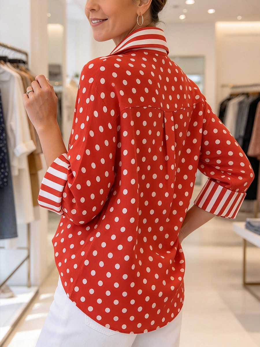 Vintage Polka Dot Henley Shirt