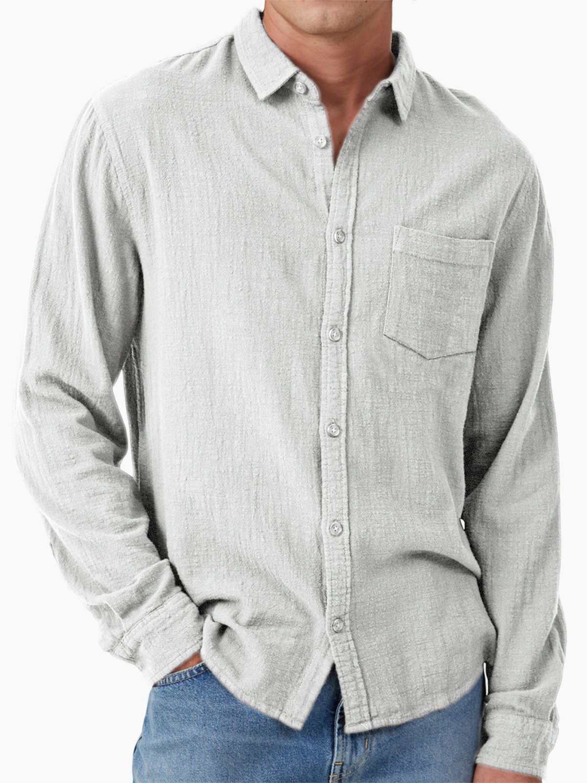Men's Vacation Hawaiian Casual Vintage Cotton Casual Long Sleeve Shirt with Chest Pocket-retrostrom