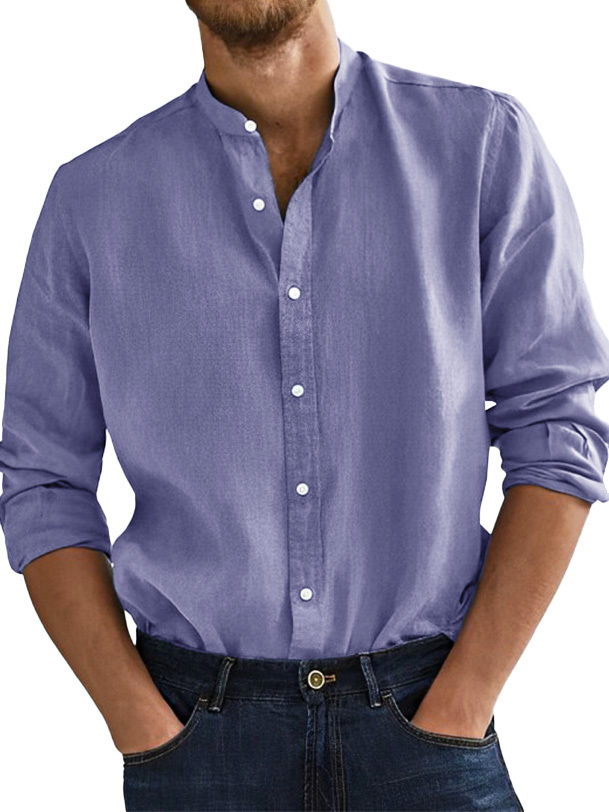Men's Fashion Business Comfortable Stand-up Collar Long-sleeved Shirt-retrostrom
