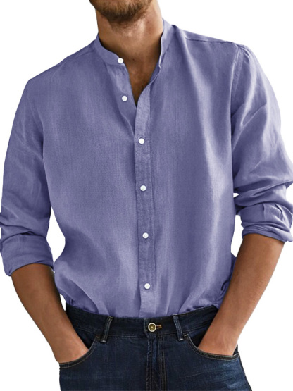 Men's Fashion Business Comfortable Stand-up Collar Long-sleeved Shirt-retrostrom