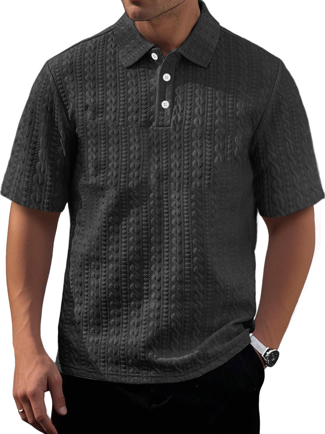 Men's Daily Texture Casual Lapel Comfortable Short-sleeved Polo Shirt-retrostrom