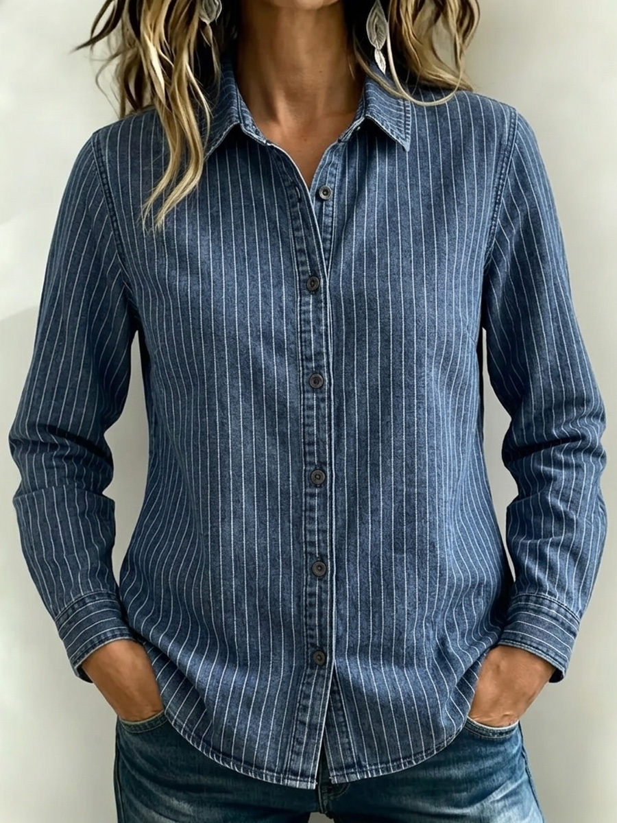 New Arrivals🔥 Women's Textured Denim Casual Long-Sleeve Shirt-retrostrom