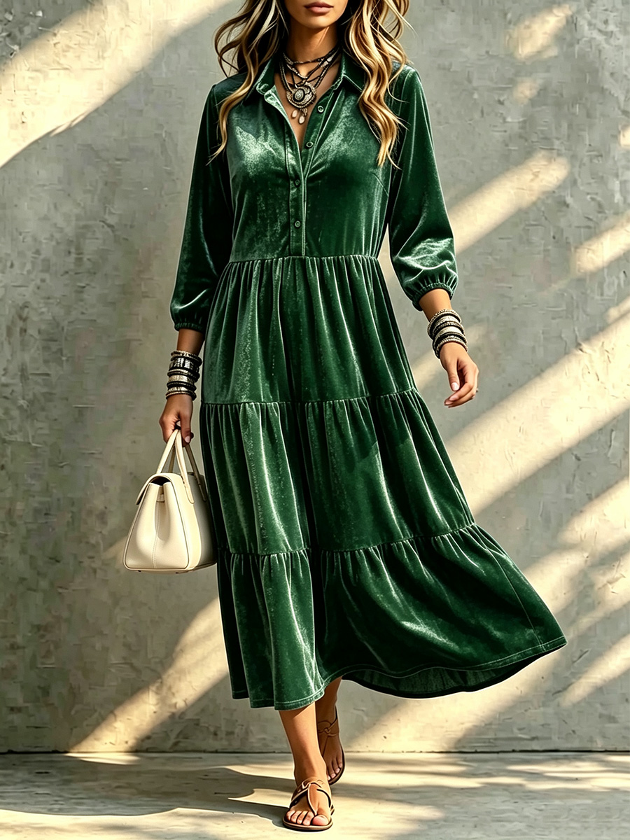 New Arrivals🔥 Timeless Velvet Tiered Dress-retrostrom