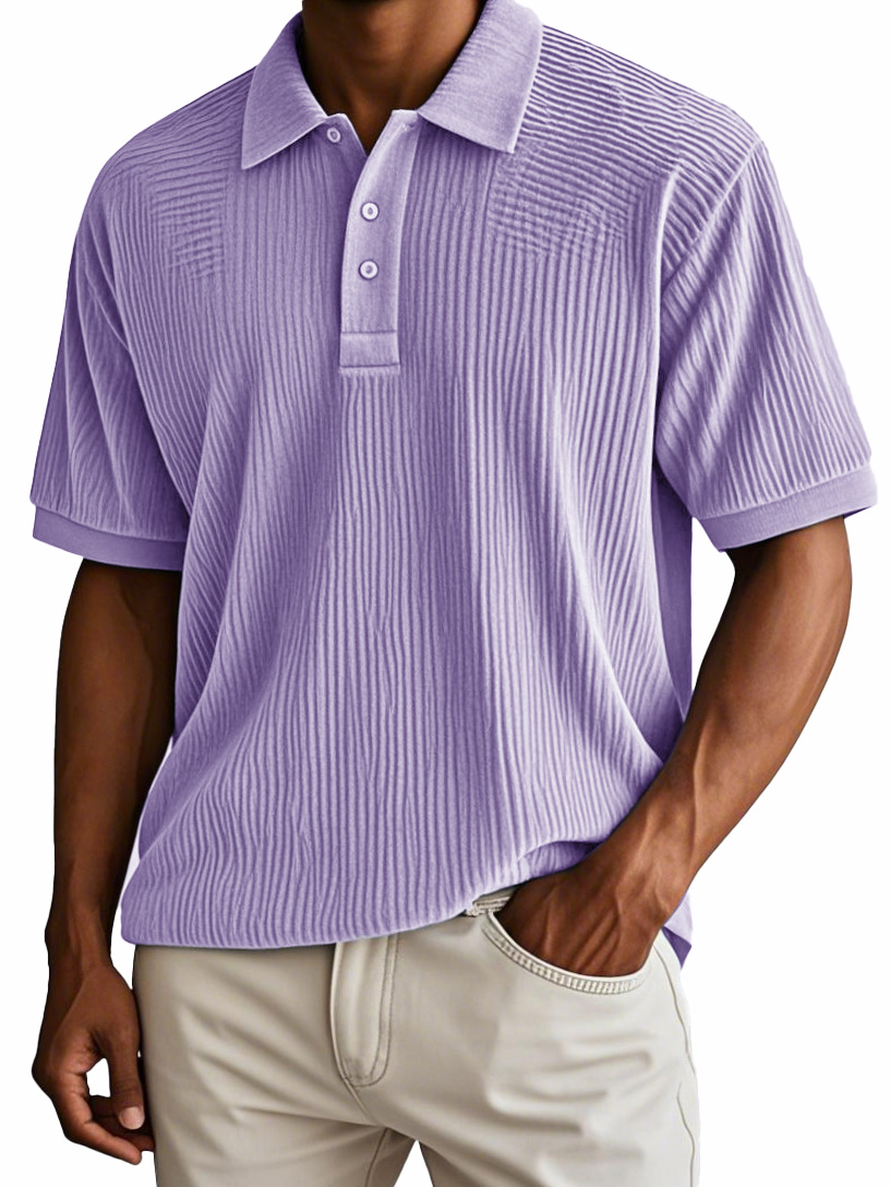 Men's Fashion Retro Corduroy Fabric Short-sleeved Polo Shirt-retrostrom