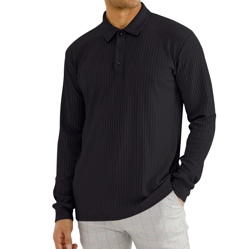 Men's t-shirt casual lapel long sleeve men's polo shirt-retrostrom