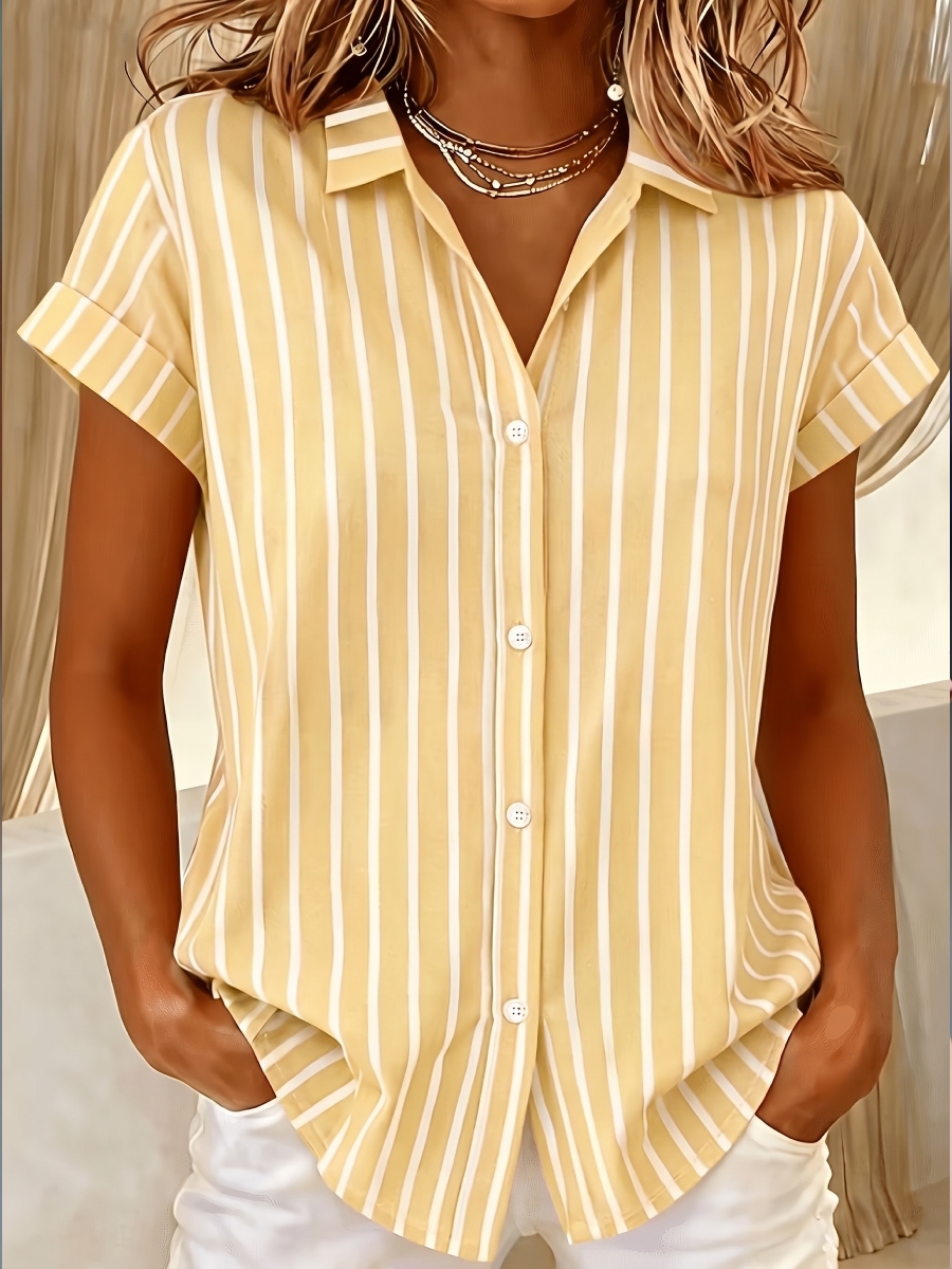 NEW ARRIVALS🔥Women'S Summer Vertical Striped Button-Up Shirt-retrostrom