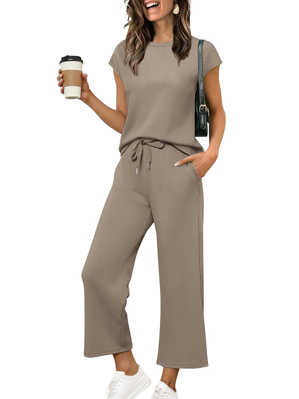 ⏰ LAST DAY SAVE 50% 💥Women Summer Vacation Outfits Cap Sleeve Tops Lounge Matching Sets-retrostrom