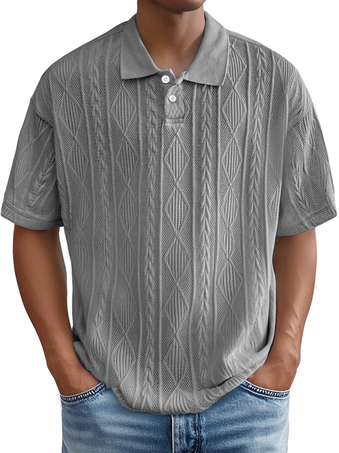 Men's Daily Casual Jacquard Texture Casual Polo Shirt-retrostrom