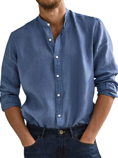 Men's Fashion Business Comfortable Stand-up Collar Long-sleeved Shirt-retrostrom