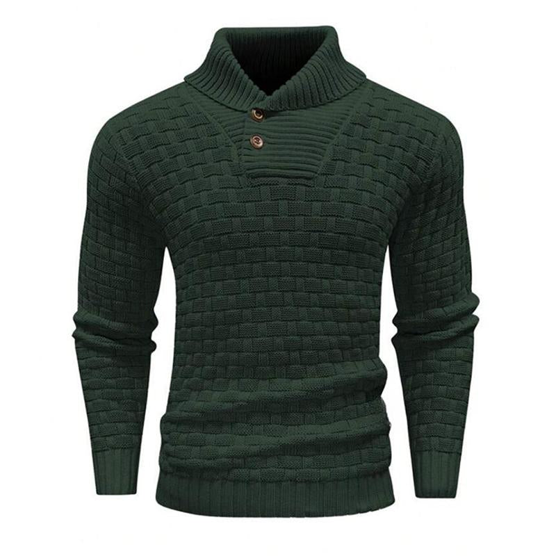 Men's Solid Color Round Neck Pullover Lapel Sweater 19352883X-retrostrom