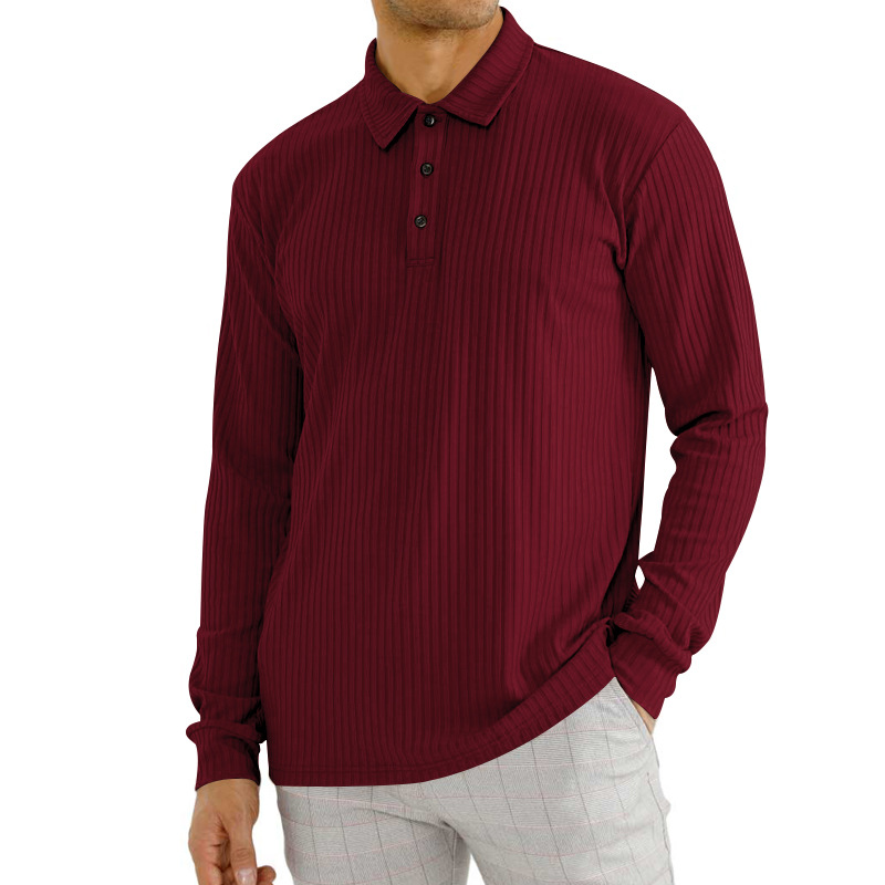 Men's t-shirt casual lapel long sleeve men's polo shirt-retrostrom