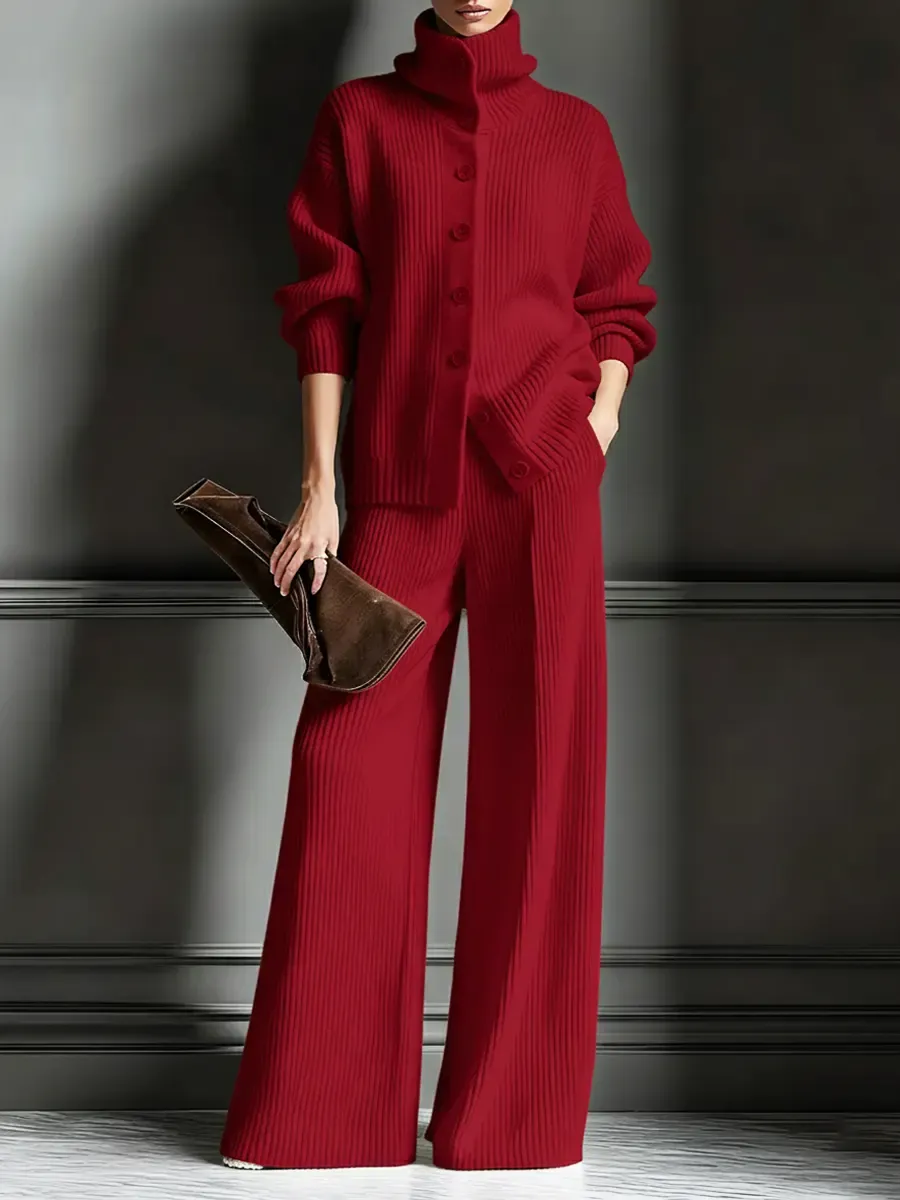 Women's Cozy Cardigan Sweater and Pants Two-Piece Set