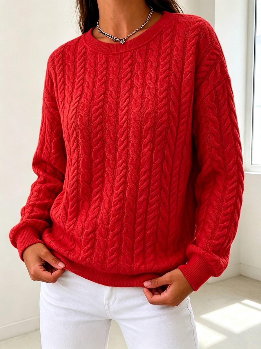 New Arrivals 🔥 Classic Cable Knit Crew Neck Collared Pullover-retrostrom