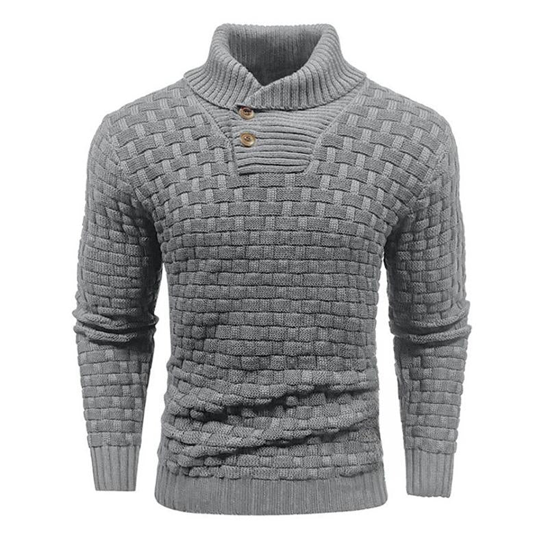Men's Solid Color Round Neck Pullover Lapel Sweater 19352883X-retrostrom