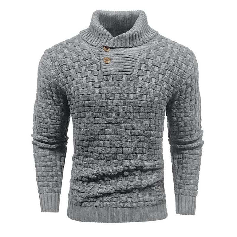 Men's Solid Color Round Neck Pullover Lapel Sweater 19352883X-retrostrom