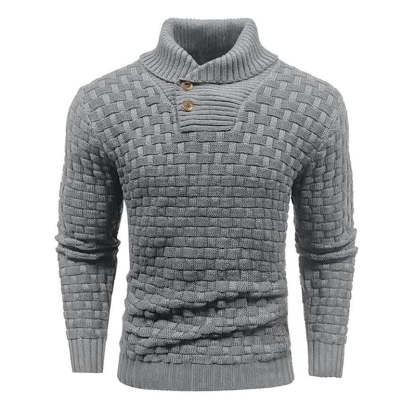 Men's Solid Color Round Neck Pullover Lapel Sweater 19352883X-retrostrom