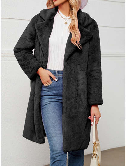 Women's Winter Fleece Sherpa Jacket Windproof Long Teddy Coat-retrostrom