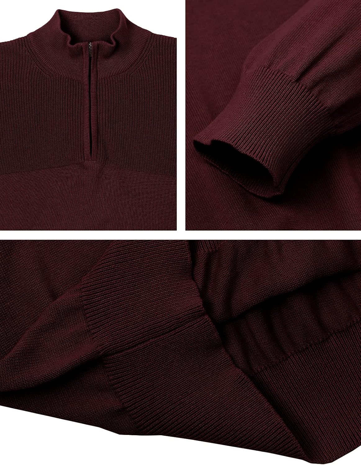 H2H Mens Casual Slim Fit Pullover Sweaters Long Sleeve Knitted Fabric Zip Up Mock Neck Polo Sweater-retrostrom