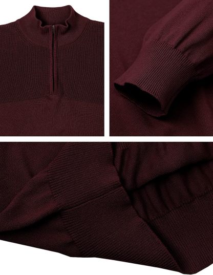 H2H Mens Casual Slim Fit Pullover Sweaters Long Sleeve Knitted Fabric Zip Up Mock Neck Polo Sweater-retrostrom