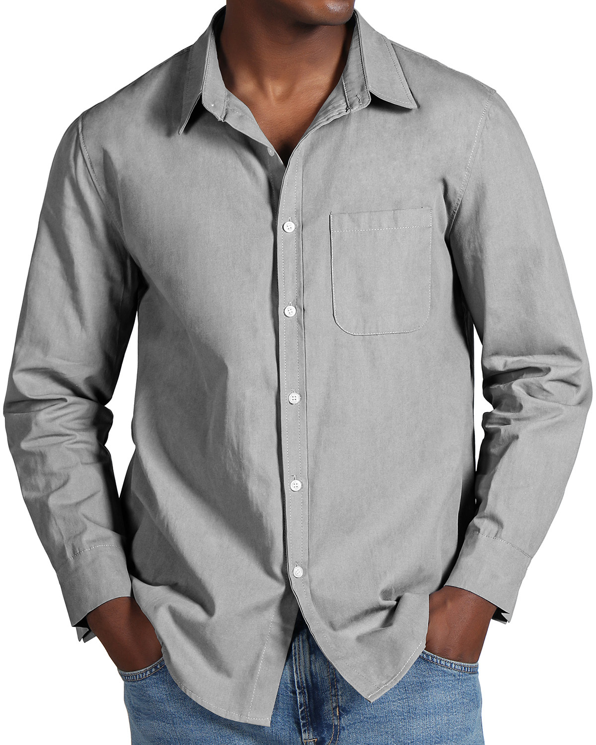 Men's Fashion Casual Cotton Pocket Long Sleeve Shirt-retrostrom